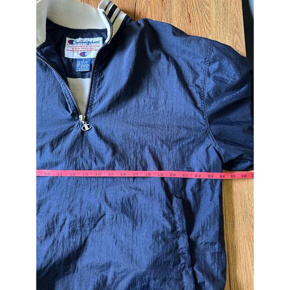 Champion Vtg Blue Quarter Zip Nylon Windbreaker Size Medium - Picture 6 of 8